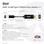 CLUB 3D CAC-1333 HDMI to USB Type-C 4K60Hz Active Adapter M/F