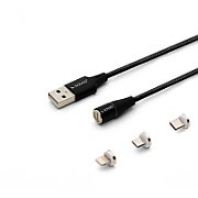 Savio CL-152 USB cable 1 m USB 2.0 USB C Micro USB A/Lightning Black