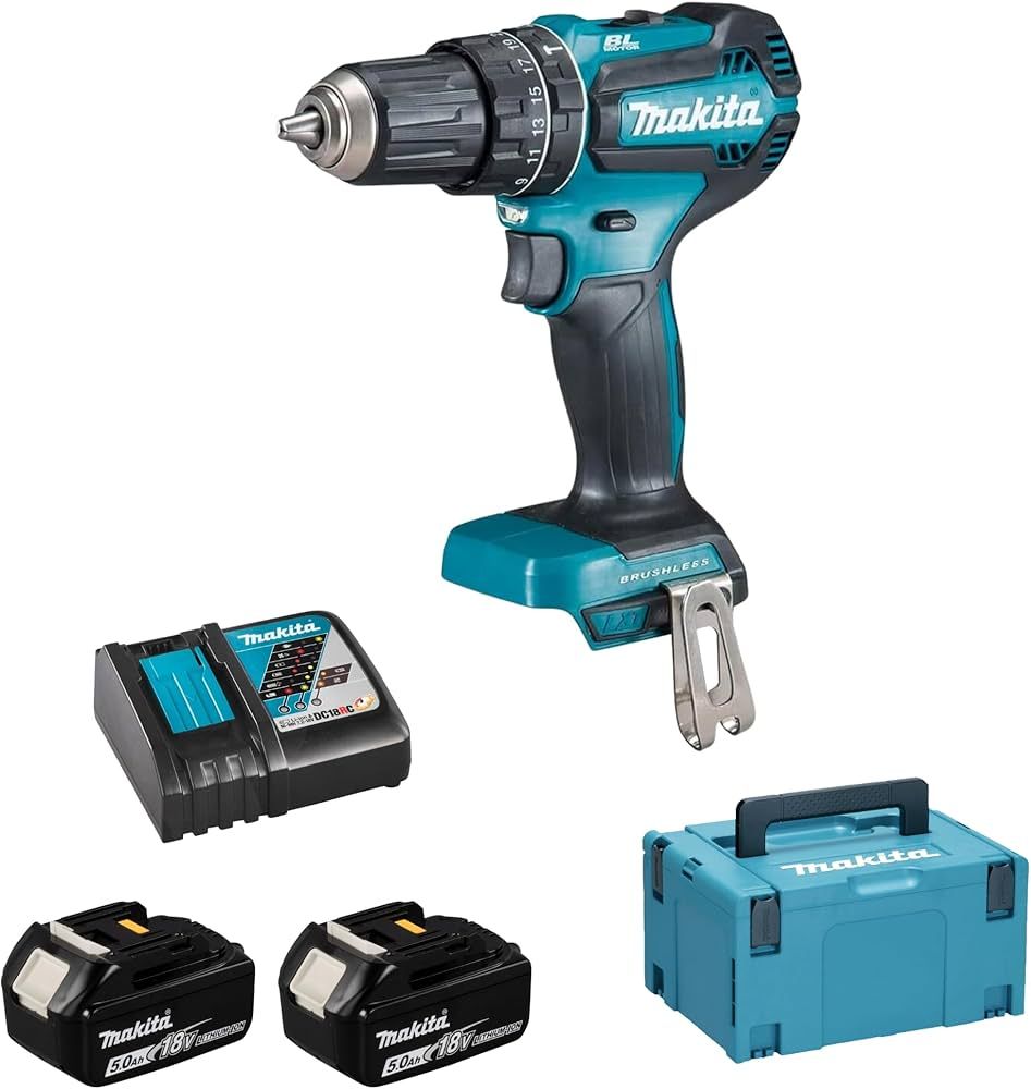 Makita DHP485RTJ drill 28500 RPM Keyless 1.5 kg Black, Blue