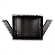 CABINET 19  LOGILINK   9U, fixare pe perete, Flatpack (dezasamblat),  Black, 456 (h) x 540 (w) x 400 (d) mm, usa sticla cu blocare, otel 1.5mm, sarcina maxima 50Kg,  W09A40B 