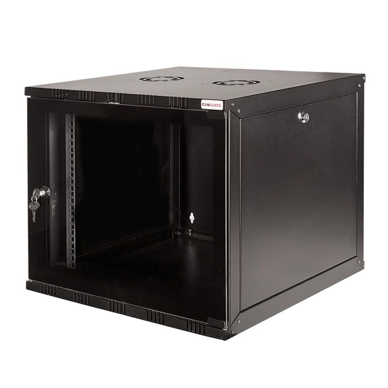 CABINET 19  LOGILINK   9U, fixare pe perete, Flatpack (dezasamblat),  Black, 456 (h) x 540 (w) x 550 (d) mm, usa sticla cu blocare, otel 1.5mm, sarcina maxima 50Kg,  W09A54B 