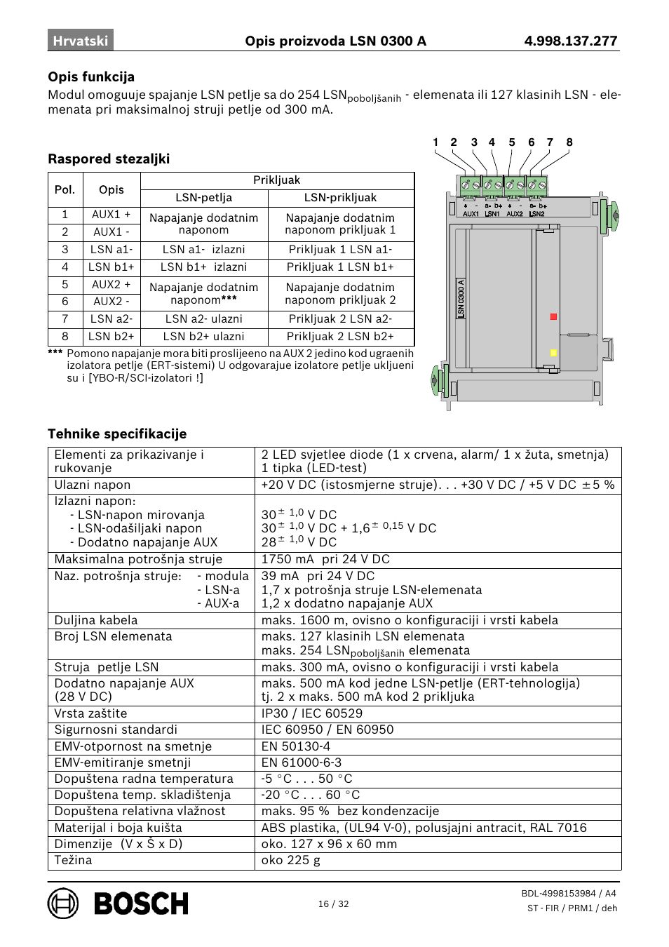 IMPROVED MODULE LSN 300MA/LSN 0300 A BOSCH