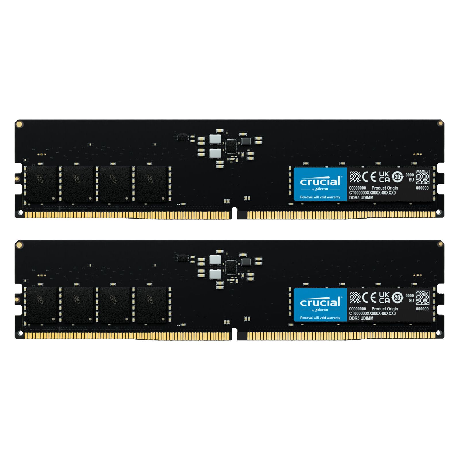 Memorie Crucial 64 GB DDR5 4800 MHz CL40, kit 2 x 32 GB, XMP 3.0, Negru