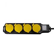 PRELUNGITOR LOGILINK, Schuko x 4, conectare prin Schuko (T), cablu 1.5 m, 16 A, protectie stropire cu apa, negru/ galben,  LPS254  (include TV 0.8lei)