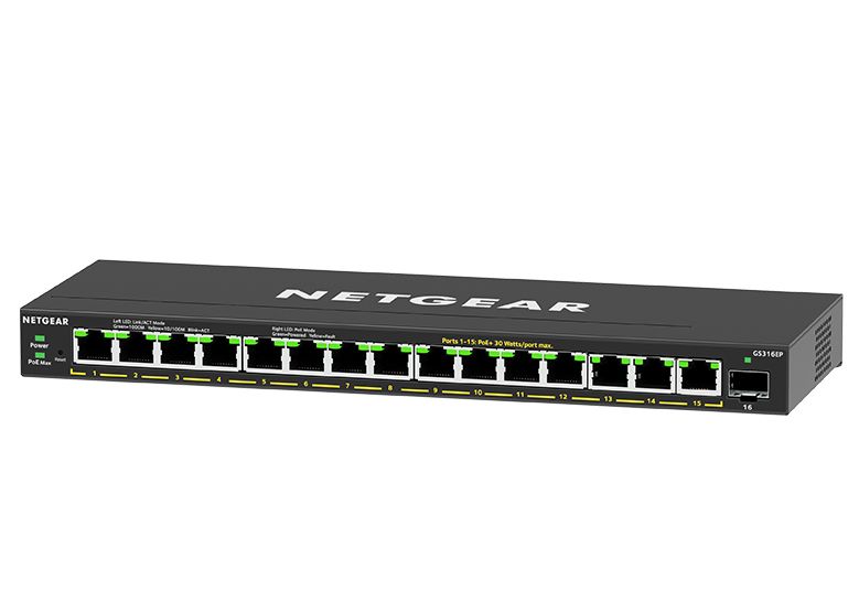 Switch NetGear GS316EP-100PES, 16 porturi 10 / 100 / 1000 MBs