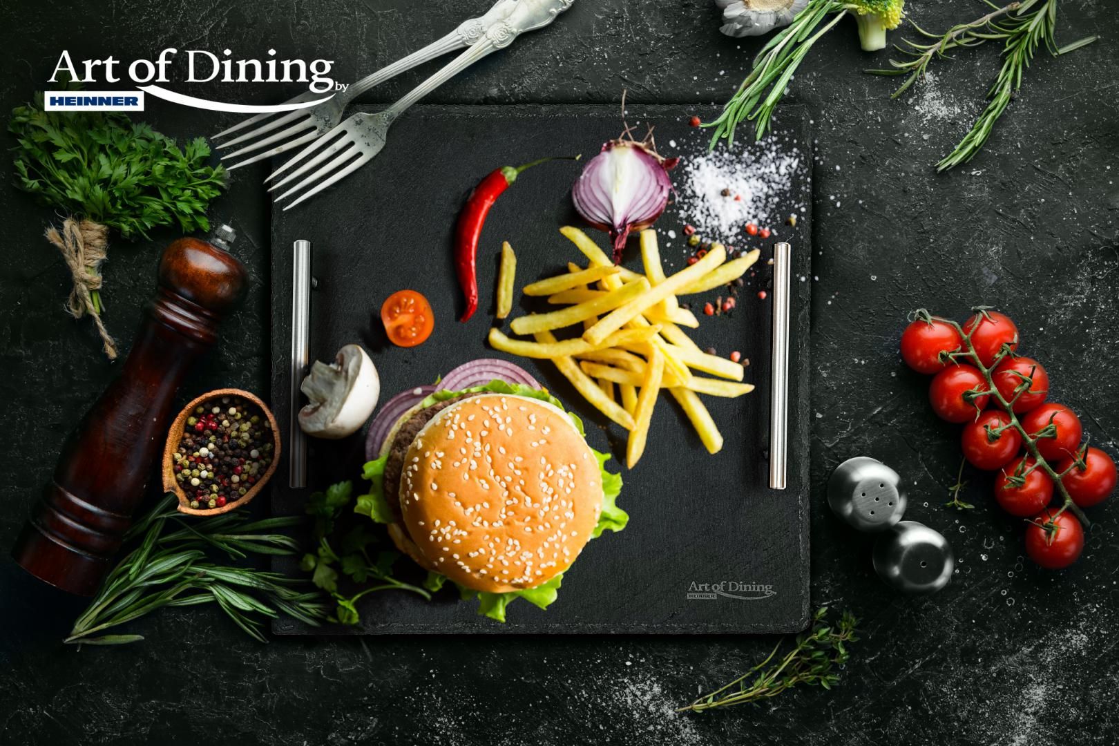 PLATOU ARDEZIE,PATR. MANERE INOX 30X30CM, ART OF DINING BY HEINNER