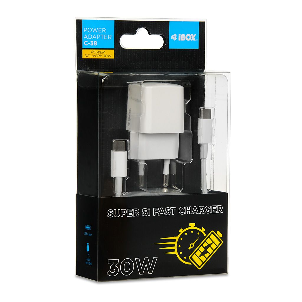 WALL CHARGER I-BOX C-38 PD30W USB-C, CABLE
