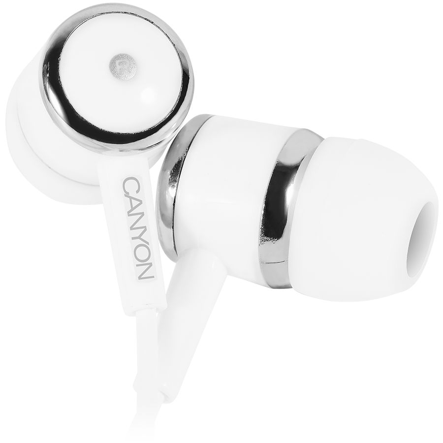 CANYON EPM- 01 Stereo earphones with microphone, White, cable length 1.2m, 23*9*10.5mm,0.013kg
