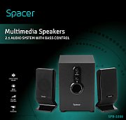 BOXE SPACER 2.1, RMS: 20W (2 x 5W + 10W), bluetooth telecomanda wireless, control volum, bass, subwoofer lemn MDF, 220V alimentare, USB/FM/AUX, black,  SPSK-21BT-LONDON    (include TV 3.5lei)