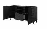 ABETO chest of drawers 150x42x82 gloss black/black