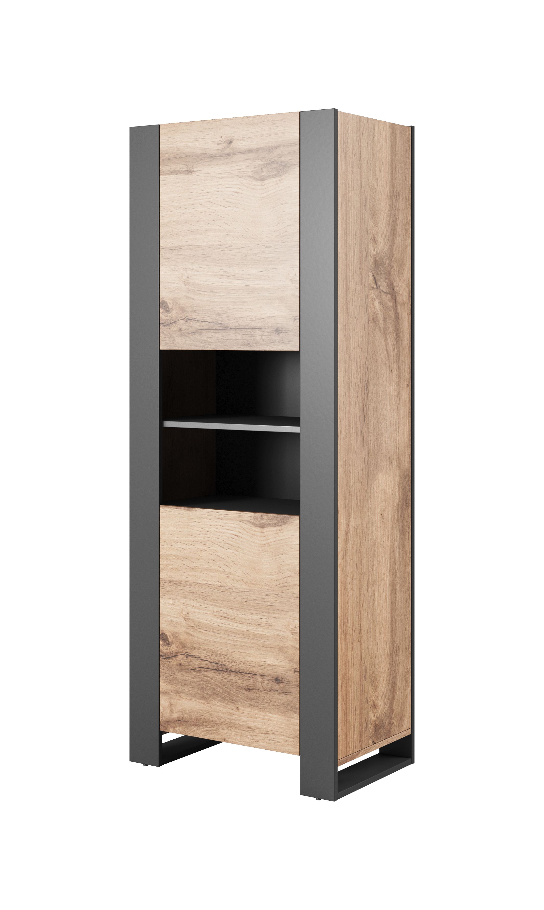 WOOD bookcase 65x40x170 oak wotan + anthracite