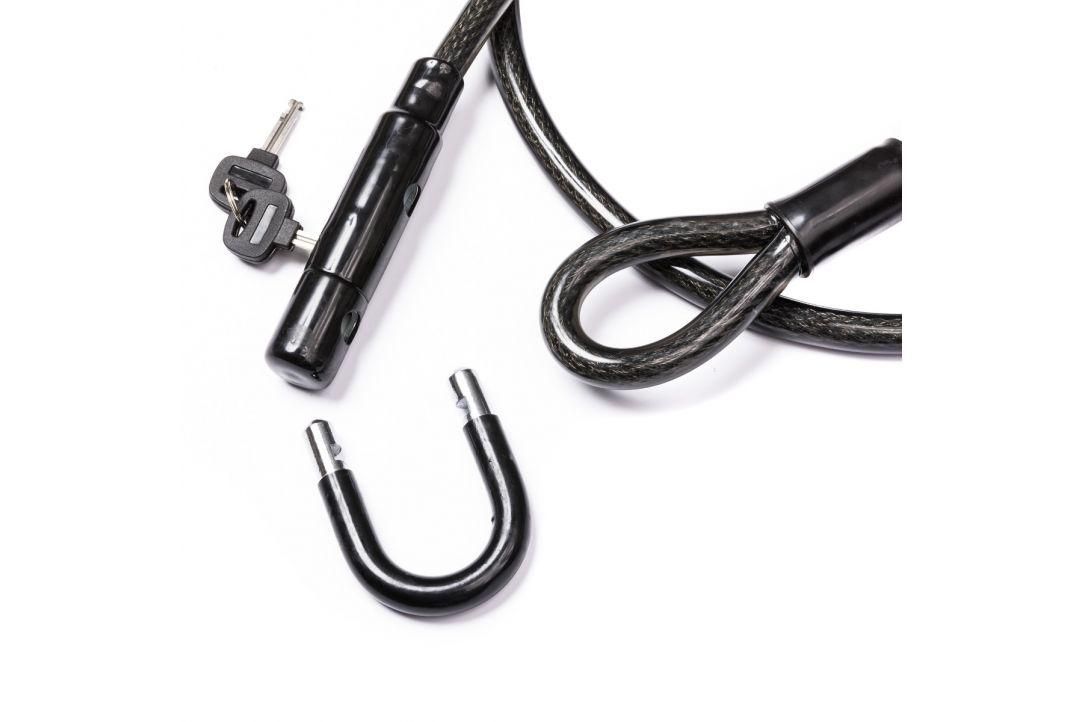 Antifurt Pegas Bucla, sufa otel imbracata in plastic, dimensiune: 15mm(grosime)X1500mm(lungime), cheie, negru