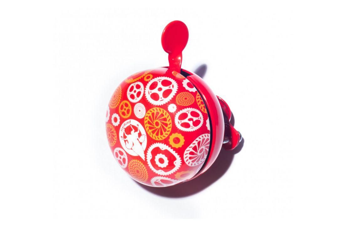 Sonerie Ding-Dong Pegas 60mm, model 8, Otel, Rosu cu Alb+Galben