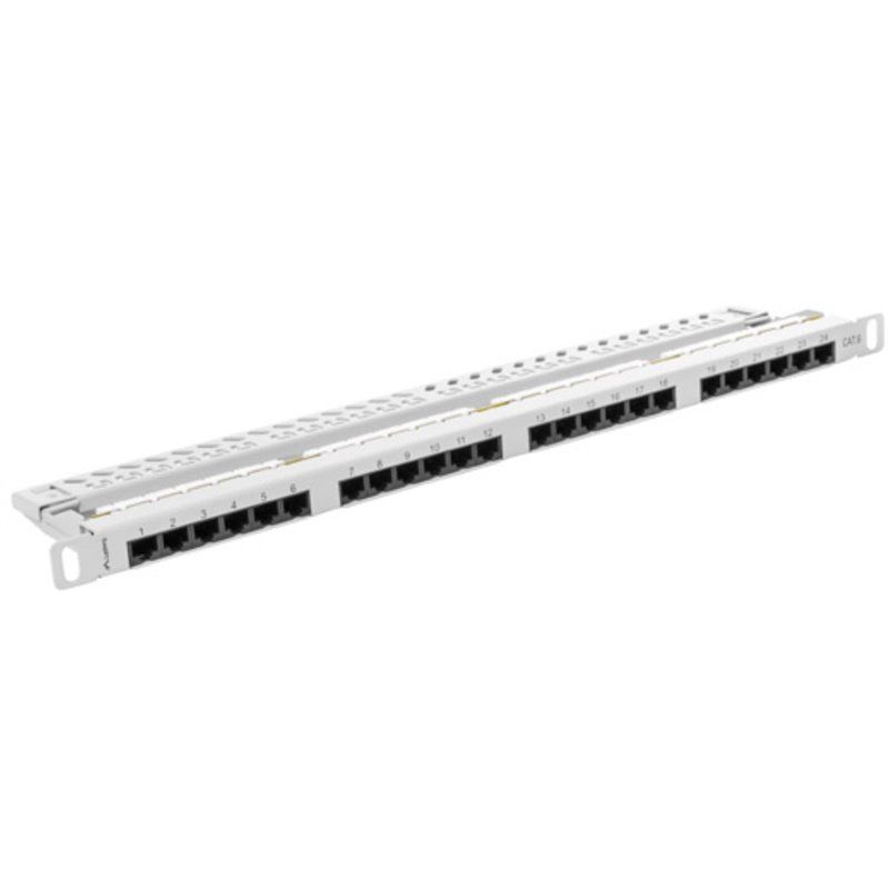 Patch panel Lanberg PPS6-0024-S, 19-inch, 0.5U, 24 prize RJ45 FTP Cat.6, gri
