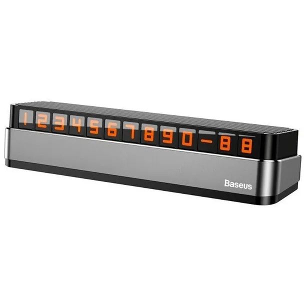 SUPORT numar de telefon parbriz Baseus, functie de inchidere si deschidere prin apasare, sase seturi de numere incluse, gri  ACNUM-B0G  - 6953156293861