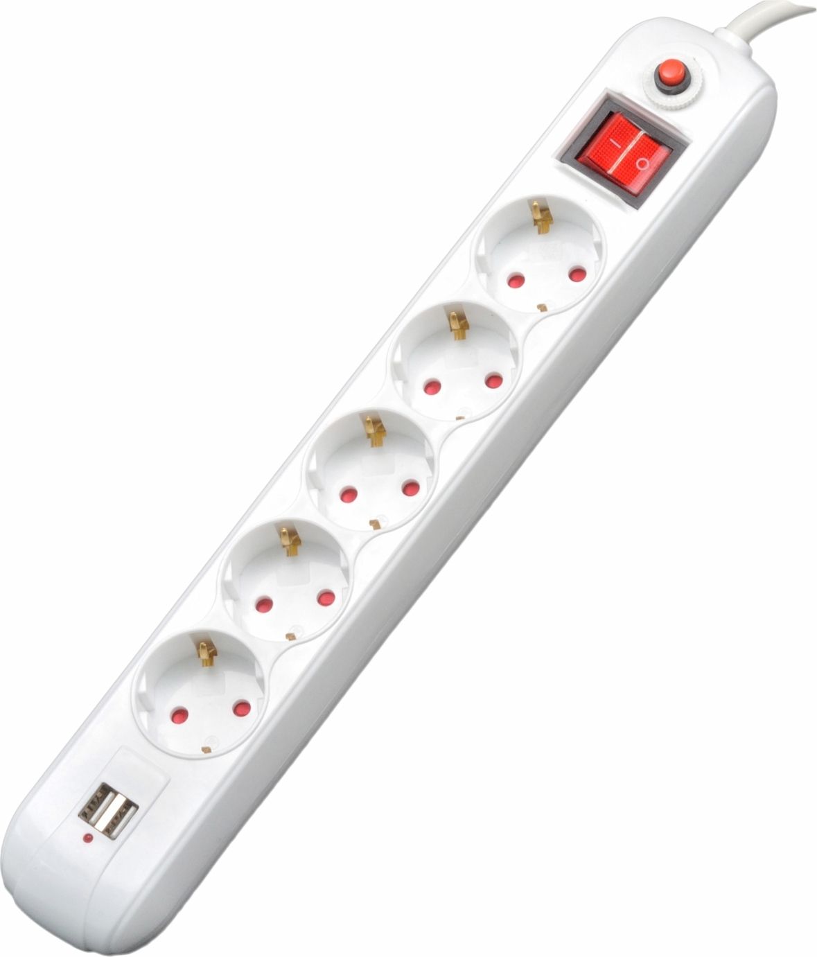 PRELUNGITOR SPACER, Schuko x 5, conectare prin Schuko (T), USB x 2, cablu 3 m, 16 A, max. 3500W, protectie supratensiune, alb,  PP-5-30 USB /45505960 (include TV 0.8lei)