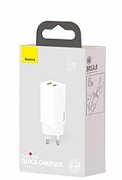INCARCATOR retea Baseus GaN2 Lite, Quick Charge 65W, 1 x USB 5V/3A, 1 x USB Type-C 5V/3A, alb  CCGAN2L-B02  (include timbru verde 0.75 lei) - 6953156232945