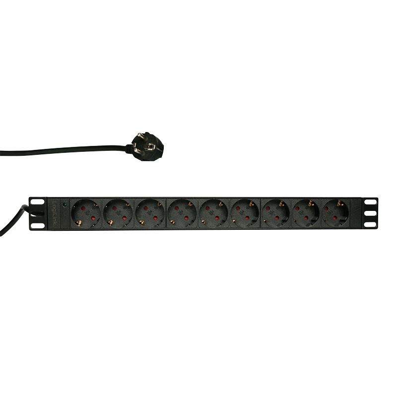PDU LOGILINK 1U pt. rack 19 inch, 9 prize Schuko, intrare Schuko, max 16 A, 2 m,  PDU9C03  (include TV 0.8lei)