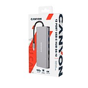 CANYON 13 in 1 USB C hub, with 2*HDMI, 3*USB3.0: support max. 5Gbps, 1*USB2.0: support max. 480Mbps, 1*PD: support max 100W PD, 1*VGA,1* Type C data, 1*Glgabit Ethernet, 1*3.5mm audio jack, cable 15cm, Aluminum alloy housing,130*57.5*15 mm,DarK gray