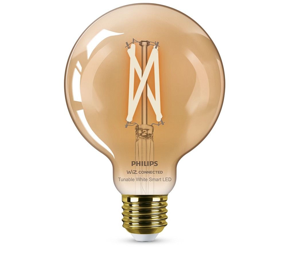 Bec LED inteligent vintage Philips filament chihlimbariu, Wi-Fi, Bluetooth, PS160, E27, 6W (25W), 390 lm, temperatura lumina reglabila (2000-5000K), 16 cm