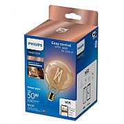 Bec LED inteligent vintage Philips filament chihlimbariu, Wi-Fi, Bluetooth, PS160, E27, 6W (25W), 390 lm, temperatura lumina reglabila (2000-5000K), 16 cm
