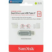 SanDisk Ultra Dual Drive Luxe USB flash drive 512 GB USB Type-A / USB Type-C 3.2 Gen 1 (3.1 Gen 1) Stainless steel
