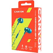 CANYON SEP-3 Stereo earphones with microphone, metallic shell, cable length 1.2m, Blue-green, 22*12.6mm, 0.012kg