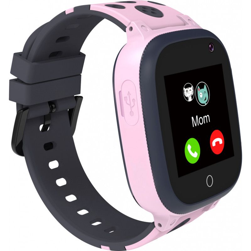 Kids smartwatch, 1.44 inch colorful screen, GPS function, Nano SIM card, 32+32MB, GSM(850/900/1800/1900MHz), 400mAh battery, compatibility with iOS and android, Pink, host: 52.9*40.3*14.8mm, strap: 230*20mm, 42g