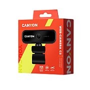 CANYON C2 720P HD 1.0Mega fixed focus webcam with USB2.0. connector, 360° rotary view scope, 1.0Mega pixels, built in MIC, Resolution 1280*720(1920*1080 by interpolation), viewing angle 46°, cable length 1.5m, 90*60*55mm, 0.104kg, Black