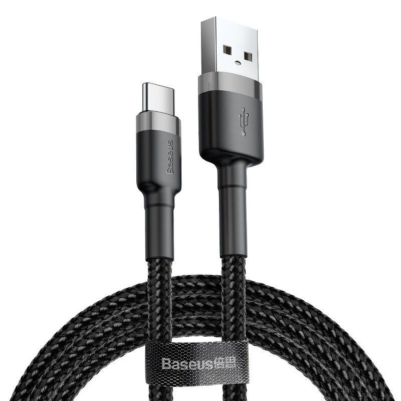 Cable Baseus Cafule CATKLF-CG1 (USB 2.0 - USB type C  2m grey and black color)