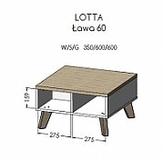 Cama LOTTA 60 coffee table wotan oak/mat black