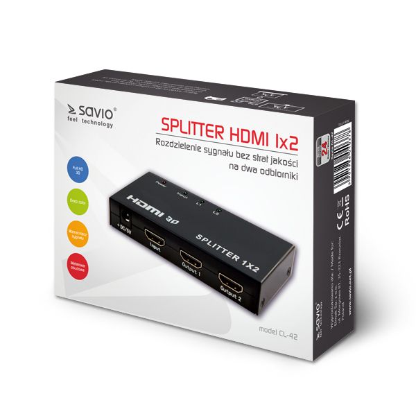 Savio CL-42 video splitter HDMI 2x HDMI