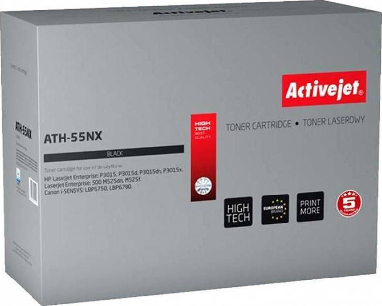 Activejet ATH-55NX toner for HP printer HP 55X CE255X, Canon CRG-724H replacement Supreme 12500 pages black