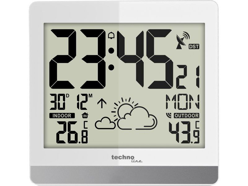 Technoline WS8119 Digital White Wall Clock