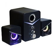 BOXE SPACER Gaming 2.1, RMS: 14W (2 x 3W + 8W), bluetooth telecomanda wireless, control volum, bass, subwoofer lemn MDF, 220V alimentare, 17 x LED, USB/SD/AUX, black,  SPGS-HURRICANE-BT    (include TV 3.5lei)