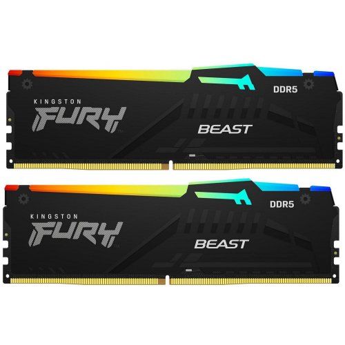 Memorie Kingston FURY Beast 32 GB DDR5 4800 MHz CL38, kit 2 x 16 GB, XMP 3.0, Negru, RGB