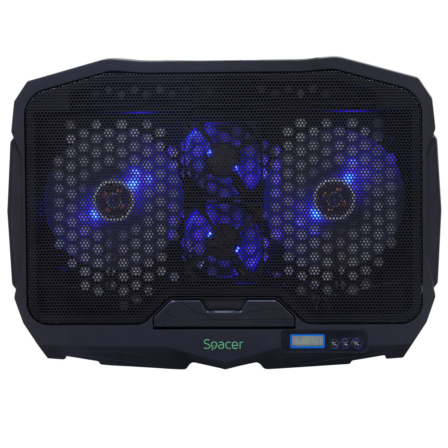 STAND SPACER notebook Gaming-2F, 17 ,sita metal, 2xfan 14cm cu turatie reglabila intre 800 si 1000rpm, Ajustabil pe inaltime, Airflow 68cfm,  black, Nivel zgomot 20dBA  SPNS-Gaming-2F 