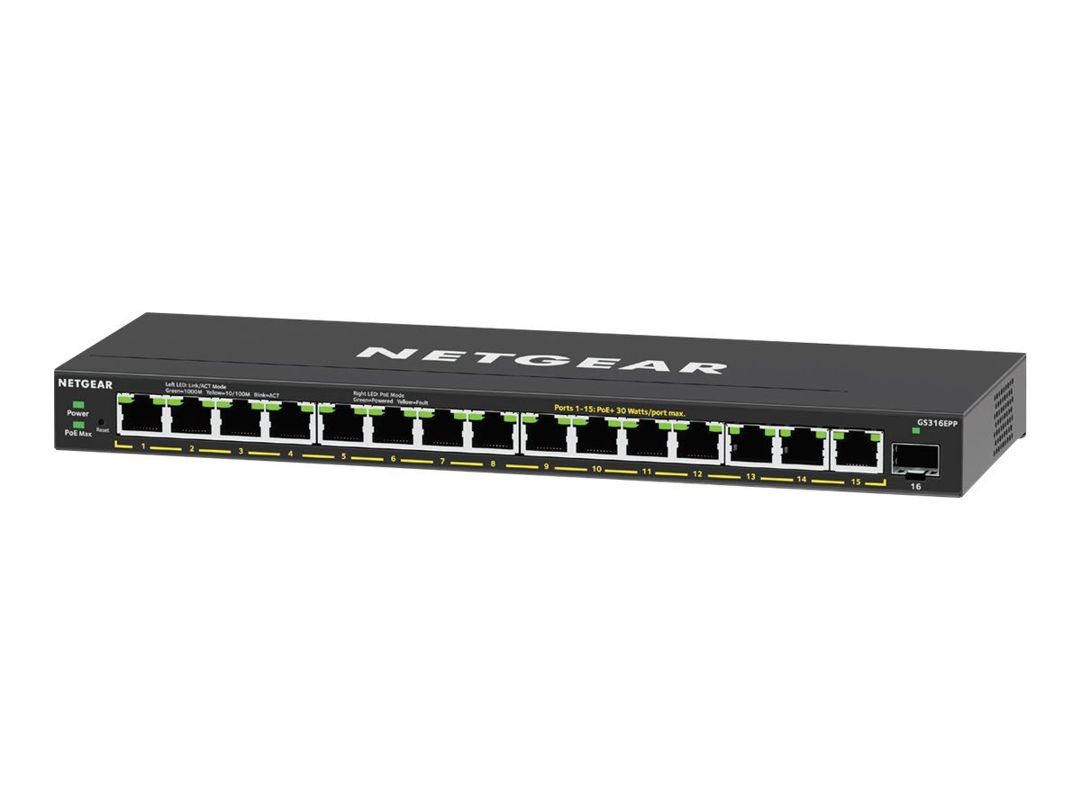 Switch NetGear GS316EPP-100PES, 16 porturi 10 / 100 / 1000 MBs