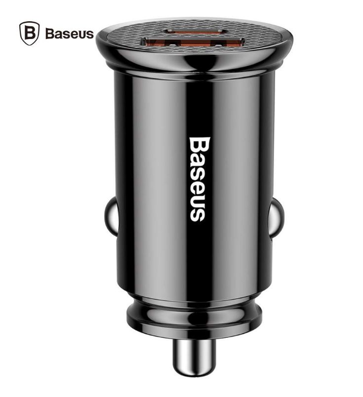 INCARCATOR AUTO Baseus Circular Plastic PPS, 1 x USB Output 4.5V/5A, 1 x USB Type-C Output 5V/3A, total output 30W, pt. bricheta auto, negru  CCALL-YS01  (include TV 0.18 lei) - 6953156286535