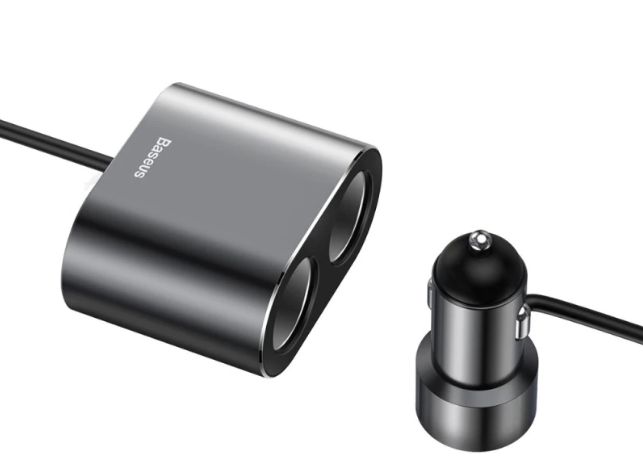 INCARCATOR AUTO Baseus High Efficiency, 2 x USB Output 5V/3.4A, 2 x bricheta auto, total output 96W, pt. bricheta auto, lungime cablu 60cm, argintiu  CRDYQ-0S  (include TV 0.18lei) - 6953156296930