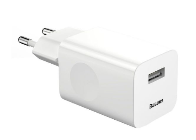 INCARCATOR RETEA Baseus, Quick Charge 3.0 24W, 1 x USB Output 3.6V-8V/3A, alb  CCALL-BX02  (include TV 0.75lei) - 6953156272446