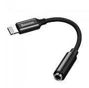 CABLU ADAPTOR Baseus, 1 x USB Type-C (T) la 1 x Jack 3.5mm (M), lungime cablu brodat 12 cm, gri  CATL54-0G  (include TV 0.25 lei) - 6953156297852