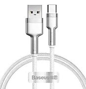 CABLU alimentare si date Baseus Cafule Series, Fast Charging Data Cable pt. smartphone, USB la USB Type-C 66W, braided, 1m, alb  CAKF000102  (include timbru verde 0.25 lei)