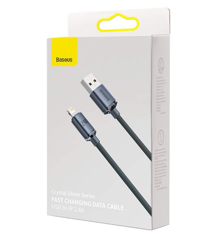 CABLU alimentare si date Baseus Crystal Shine, Fast Charging Data Cable pt. smartphone, USB la Lightning Iphone 2.4A, 2m, negru  CAJY000101  (include timbru verde 0.25 lei) - 6932172602710