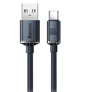CABLU alimentare si date Baseus Crystal Shine, Fast Charging Data Cable pt. smartphone, USB la USB Type-C 100W, 2m, braided, negru  CAJY000501  (include timbru verde 0.25 lei) - 6932172602833