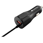 CANYON C-033 Universal 1xUSB car adapter, plus Lightning connector, Input 12V-24V, Output 5V/2.4A(Max), with Smart IC, black glossy, cable length 1.2m, 77*30*30mm, 0.041kg, Russian