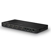 Lindy 4 Port HDMI 18G Switch with Audio  Technical details  Specifications  AV Interface: HDMI Interface Standard: HDMI 2.0 Supports Bandwidth: 18Gbps Maximum Resolution: 3840x2160@60Hz 4:4:4 8bit HDCP Support: 2.2 Supported Audio: Audio Pass-through, Analogue 2CH, Up to 5.1CH (Optical) Separate