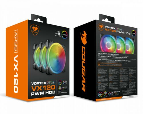Ventilator Cougar CF-VX12HB3-RGB ,120 x 120 x 25 mm ,600 - 1500 RPM ,Negru ,ARGB 
