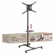 Suport Mobil de podea pentru TV plat/curbat Barkan + raft metal pentru laptop, 32  - 83 , VESA 600x400mm, Max 150kg, Negru
