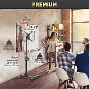 Suport Mobil de podea pentru TV plat/curbat Barkan + raft metal pentru laptop, 32  - 83 , VESA 600x400mm, Max 150kg, Negru